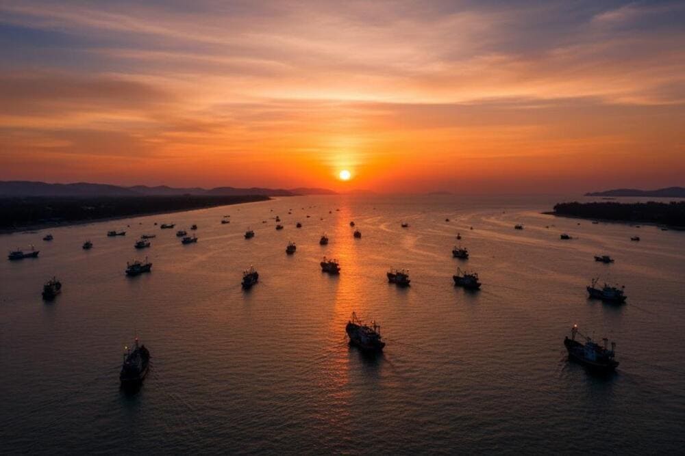 Hoàng hôn ở Cửa Cạn đẹp mê mẩn